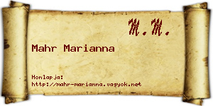 Mahr Marianna névjegykártya